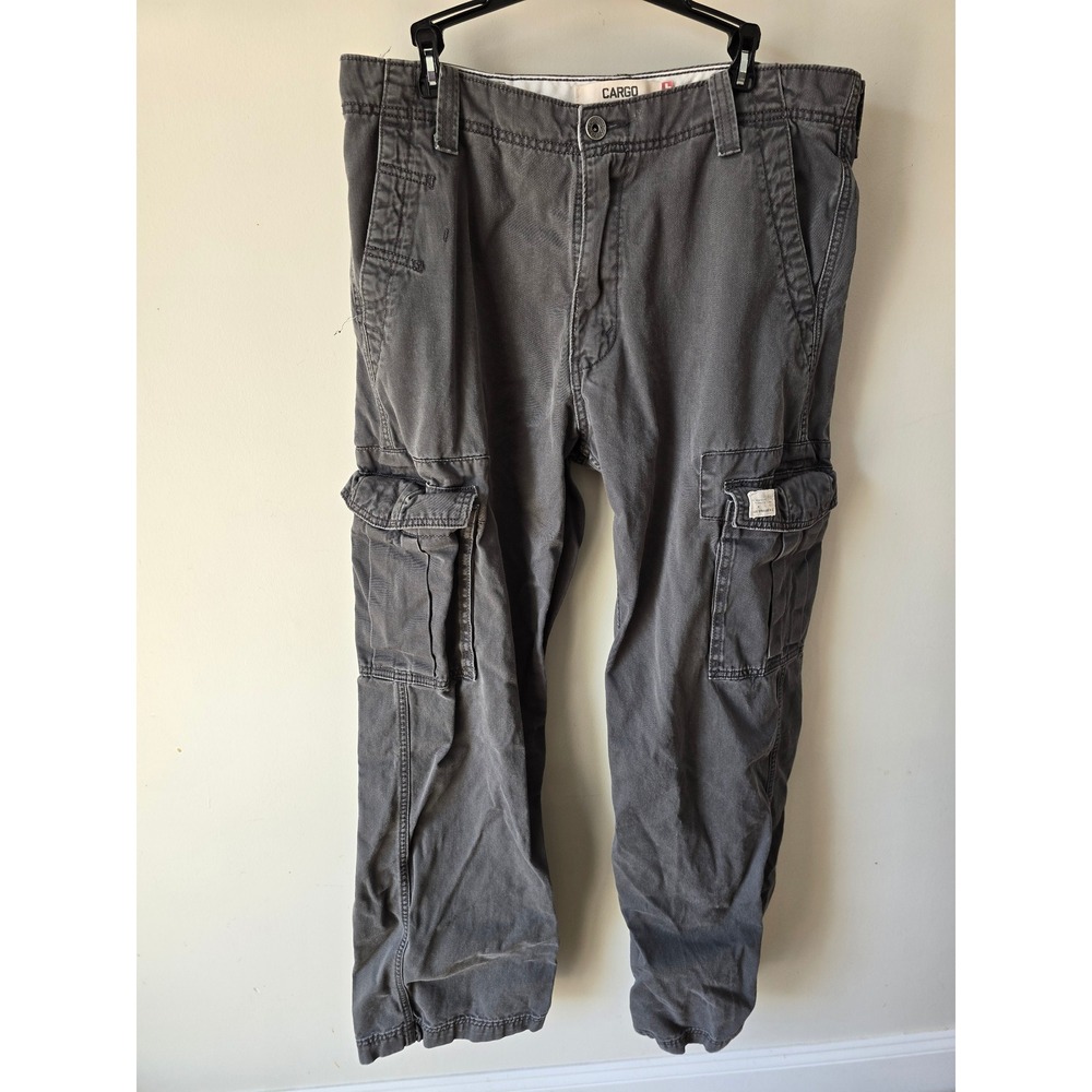 Levi Strauss & Co Mens Loose Straight Cargo Pants Charcoal Grey 34x34 Cotton